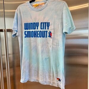 NWT Aviator Nation Windy City Smokeout Festival Heathered Blue Tee Shirt Unisex